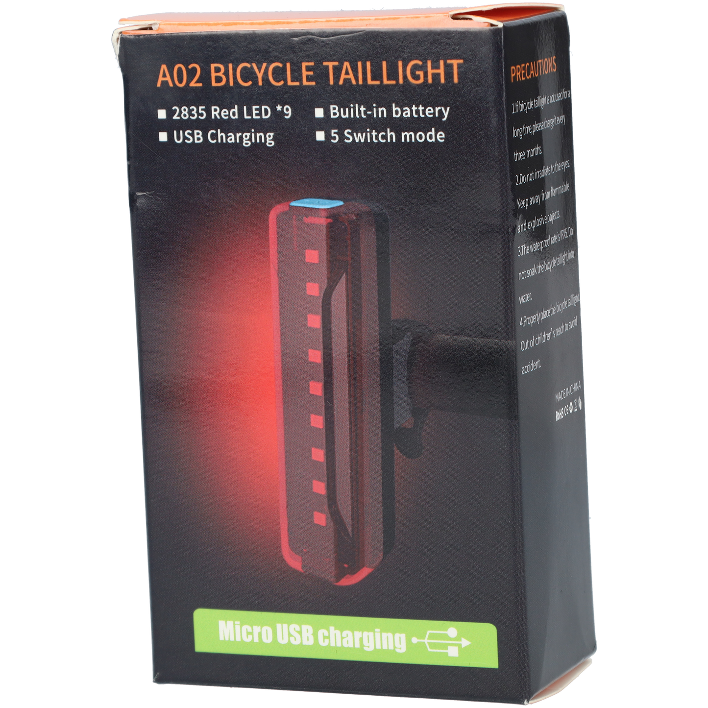 LED fietslamp - Achterlicht fiets - Fietslicht - 5 verschillende standen - 3,7V - Zwart