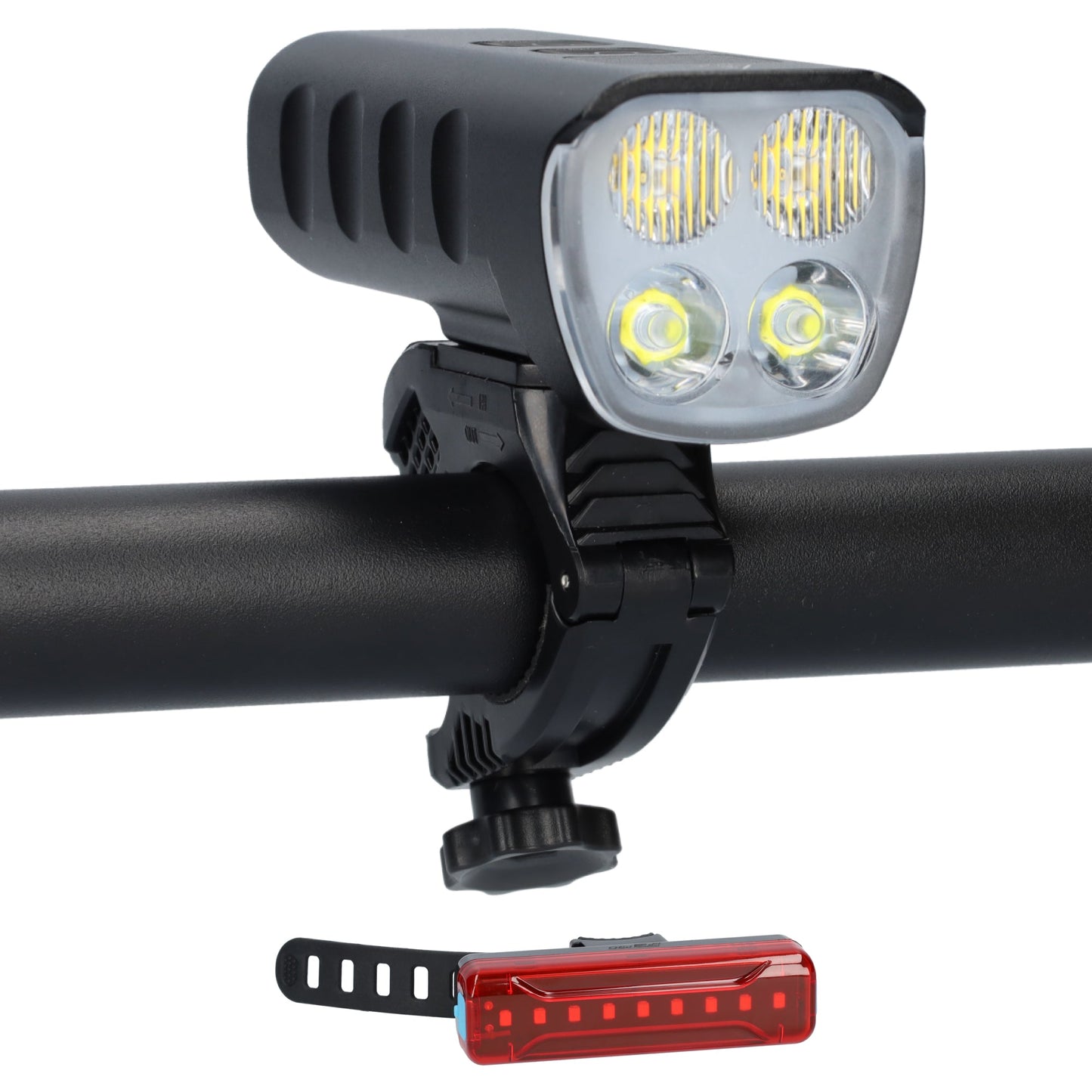 LED Fietslamp - Fietslicht - Fiets lamp - 1600 lumen - Met Oplader - USB-C oplaadbaar - Zwart