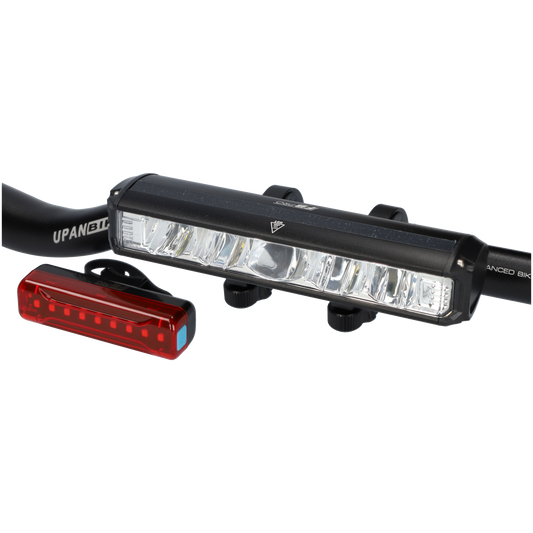 Fietslamp LED met achterlicht - Voorlamp en achterlamp van 3,7V - Zwart
