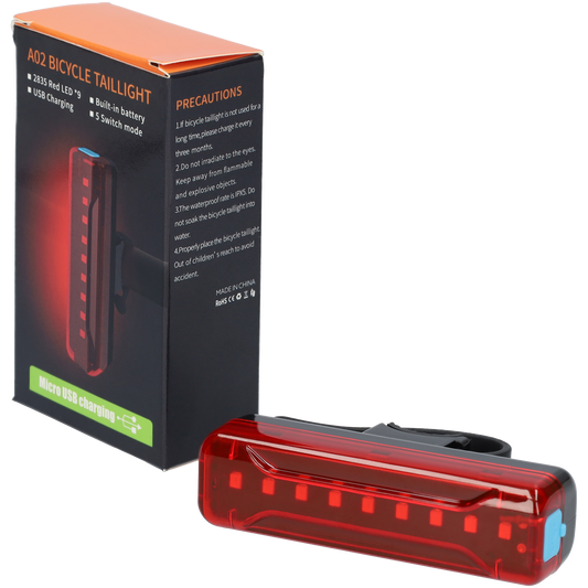 LED fietslamp - Achterlicht fiets - Fietslicht - 5 verschillende standen - 3,7V - Zwart