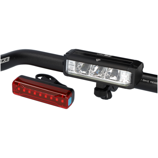 Fietslamp LED met achterlicht - Voor- en achterlicht combi deal - Zwart