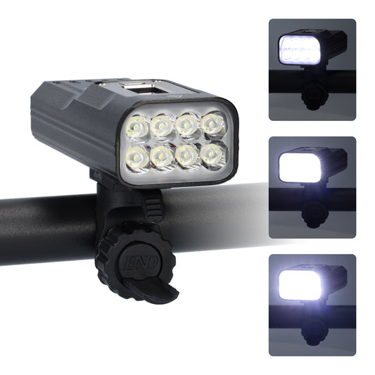LED fietslamp - Voorlicht fiets - Fietslicht - USB-C oplaadbaar - 2000 lumen - 5V - 10000mAh - 300-500m schijnafstand - Zwart