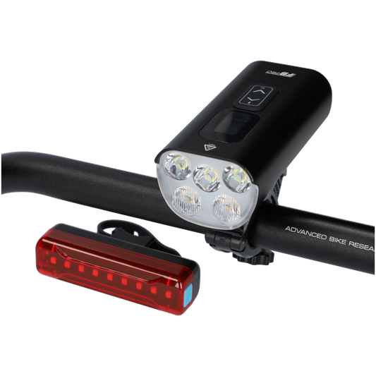 Fietslamp LED met achterlicht - Voor- en achterlamp met verschillende standen - Zwart
