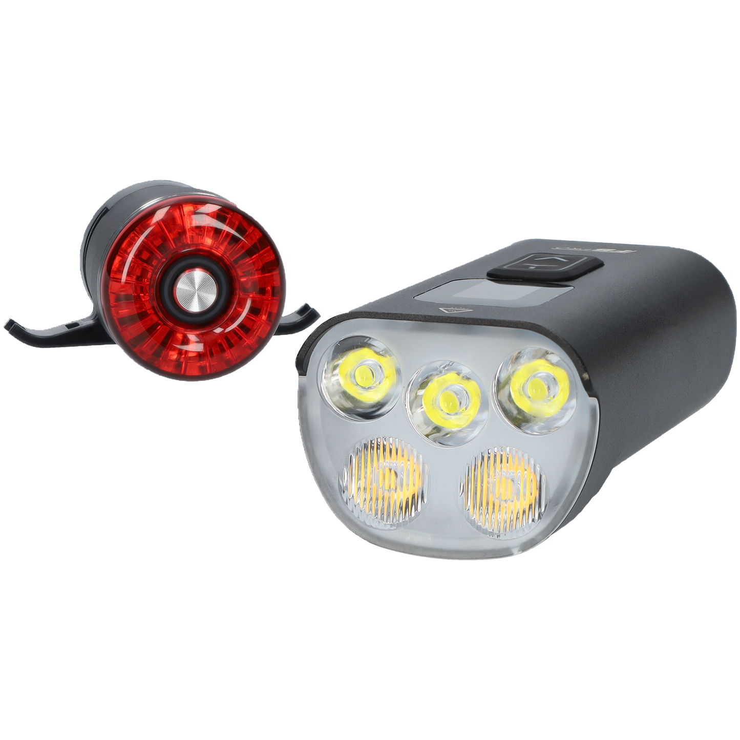 Fietslamp LED met achterlicht - Voor- en achterlamp met verschillende standen - Zwart