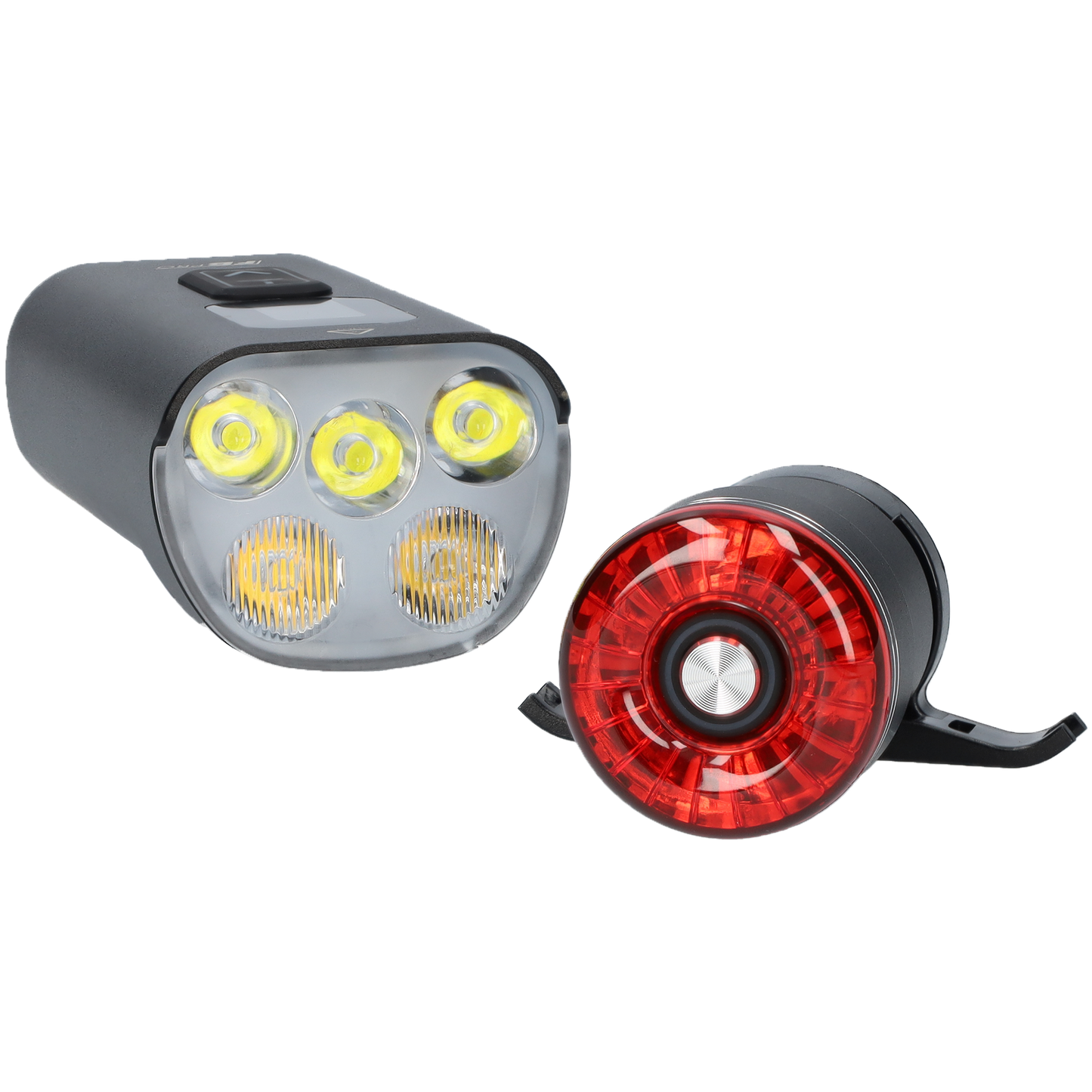 Fietslamp LED met achterlicht - Voor- en achterlamp met verschillende standen - Zwart