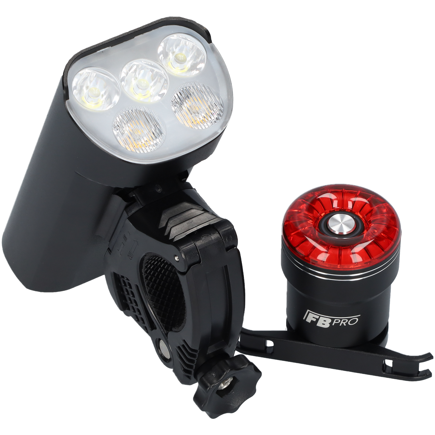 Fietslamp LED met achterlicht - Voor- en achterlamp met verschillende standen - Zwart
